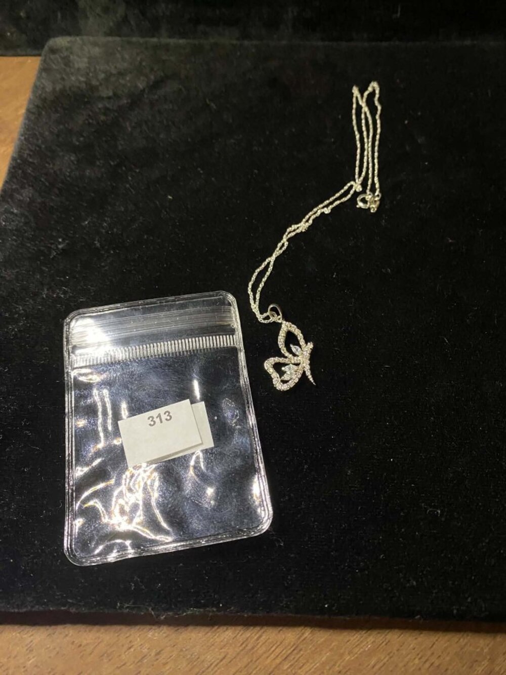 .925 Sterling Silver Butterfly Cubic Zirconia Pendant with Chain
